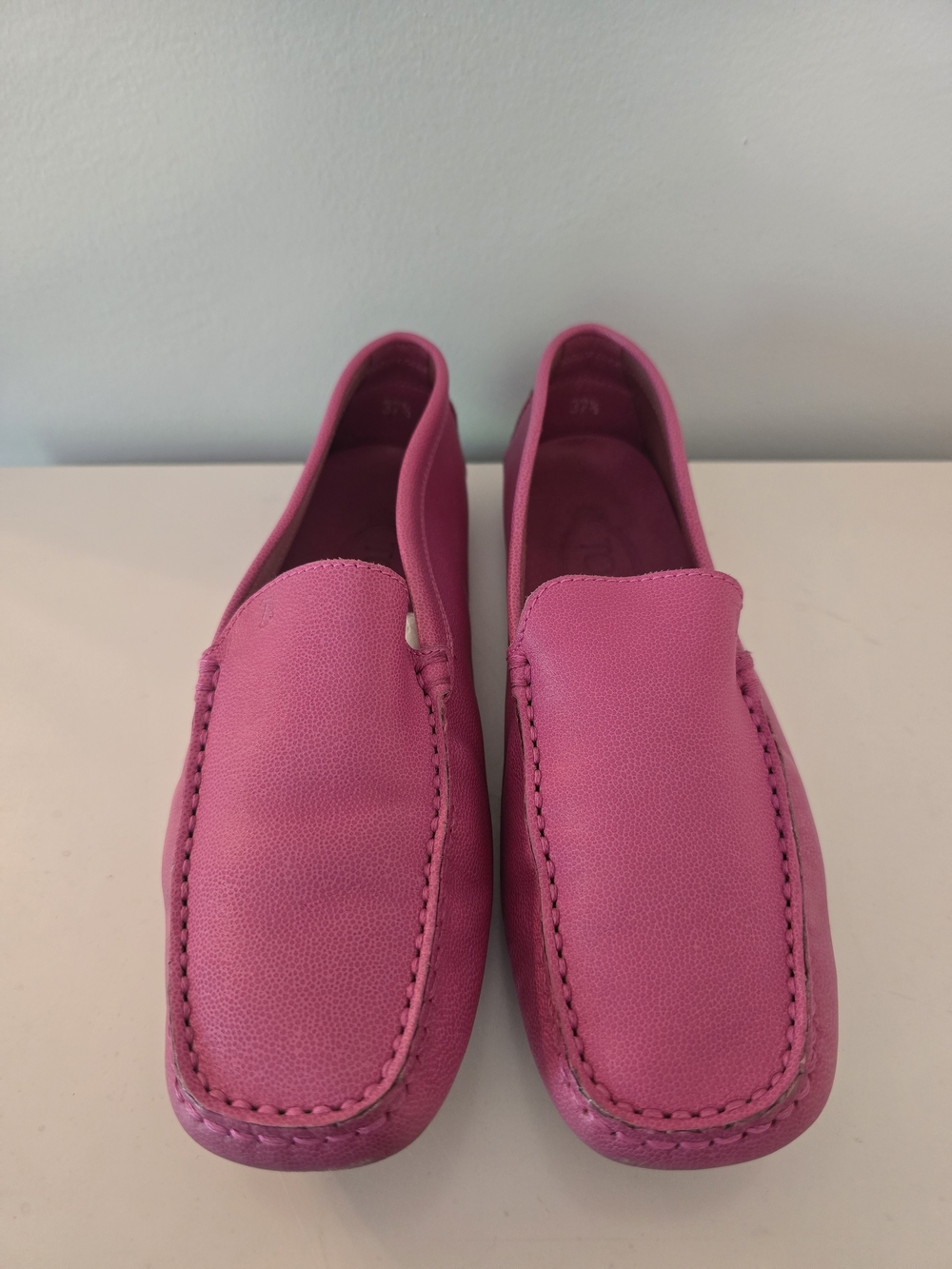 Tod's Pink Leather Slip-On Loafers